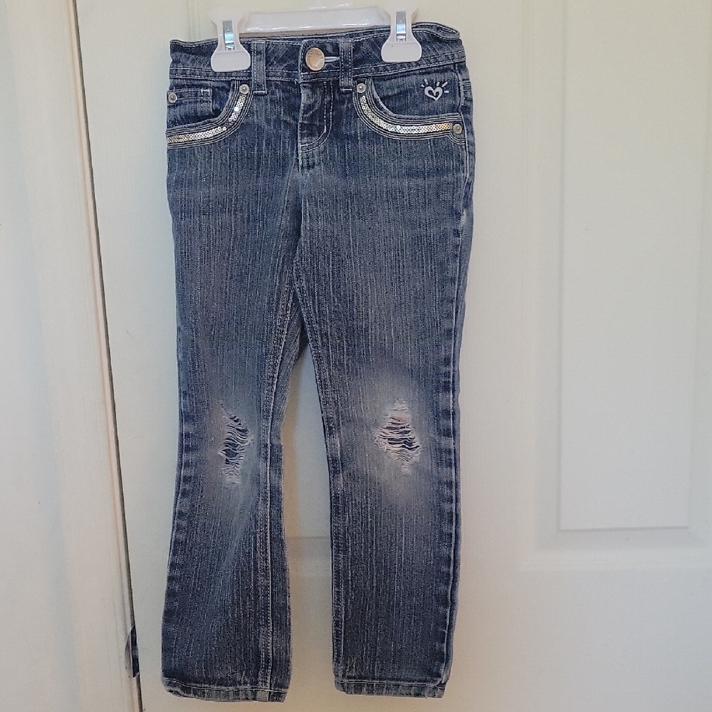 Y2K JUSTICE JEANS SIMPLY LOW DISTRESSED DENIM BLUE JEANS GIRLS SZ 6R